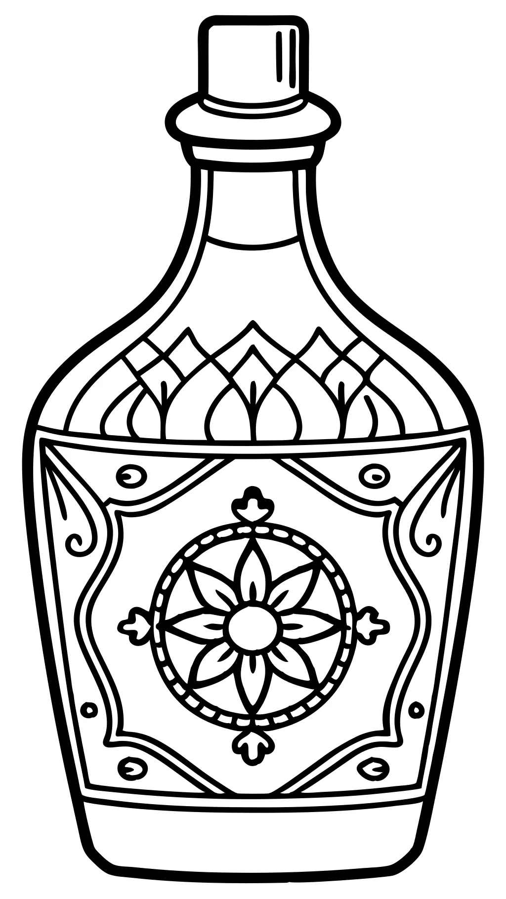 coloring page of a bottle with line shadowing